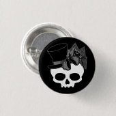 Cute Gothic Skull met bovenste Roos Bow Button (Voorkant /achterkant)