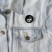 Cute Gothic Skull met bovenste Roos Bow Button (In situ)