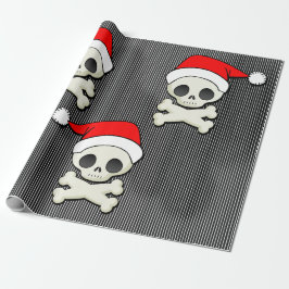 Cute Gothic Skulls in Santa Hats Cadeaupapier