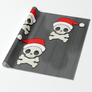 Cute Gothic Skulls in Santa Hats Cadeaupapier