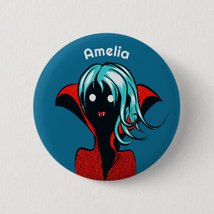 Cute Gothic Vampire Girl Name Ronde Button 5,7 Cm