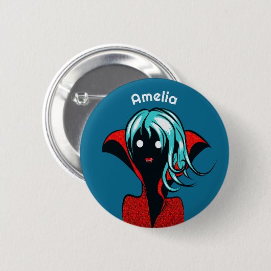 Cute Gothic Vampire Girl Name Ronde Button 5,7 Cm (Voorkant /achterkant)