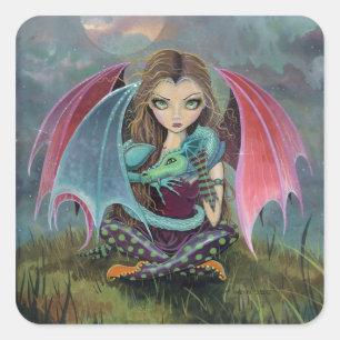 Cute Gotische Fee Draak Fantasie Kunst Stickers