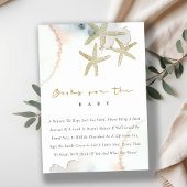 Cute Goud Blauwe Zeester Weergave Shower Baby Show Informatiekaartje