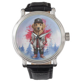 Cute Goud Retriever Fashion T-shirt Horloge