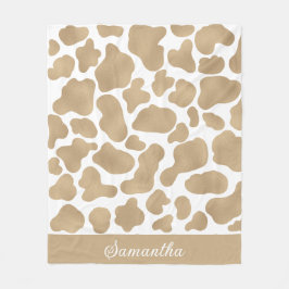Cute Goud Witte Koeienprint Dierpatroon Fleece Deken
