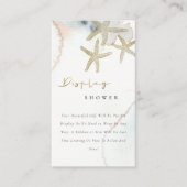 Cute Gouden Blauwe Zeester Weergave Shower Baby Sh Informatiekaartje (Voorkant)