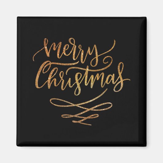Cute Gouden Borstel Script Prettig Kerstmis T Shir Magneet (Voorkant)