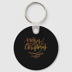 Cute Gouden Borstel Script Prettig Kerstmis T Shir Sleutelhanger