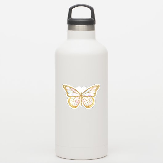Cute Gouden Glitter Vlinder Sticker (Waterfles)