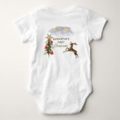 Cute Gouden Glitterende Bomen Hert Baby Eerste Ker Romper (Achterkant)