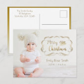 Cute Gouden Kalligrafie Eerste Kerst Foto Kaart (Voorkant / Achterkant)