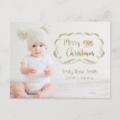 Cute Gouden Kalligrafie Eerste Kerst Foto Kaart (Voorkant)