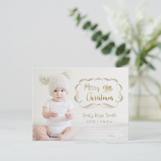 Cute Gouden Kalligrafie Eerste Kerst Foto Kaart (Staand voorkant)