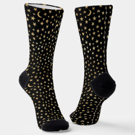 Cute Gouden Sterren Halve Manen Patroon Sokken