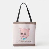 Cute Gourmet Little Pig op Beige Tote Bag (Achterkant)
