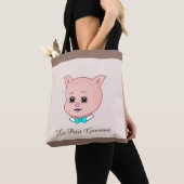 Cute Gourmet Little Pig op Beige Tote Bag (Dichtbij)