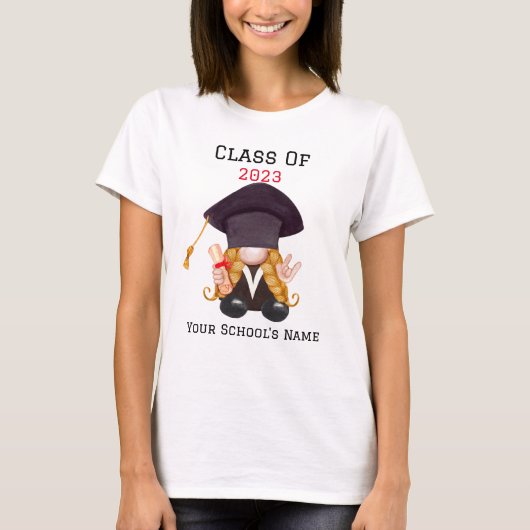 Cute Graduating Vrouw Gnome - Klasse van 202X T-shirt (Voorkant)