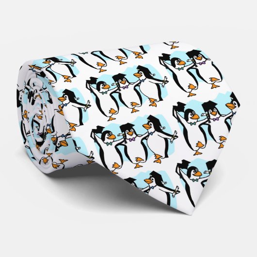 Cute Graduing Penguins Stropdas (Opgerold)