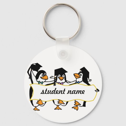 Cute Graduing Penguins w/Banner Sleutelhanger (Voorkant)