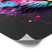 Cute Graffiti Neon Ink Splash Cat Poster (Hoek)