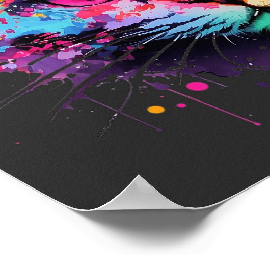Cute Graffiti Neon Ink Splash Cat Poster (Hoek)