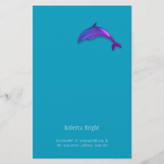 Cute grafische dolfijn in roze paars briefpapier (Voorkant)