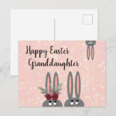 Cute Granddochter Easter Bunnies Pink Floral Briefkaart (Voorkant / Achterkant)