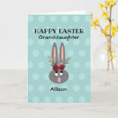 Cute Granddochter Easter Bunny Rabbit Name Kaart (Gele Bloem)