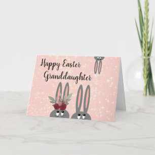 Cute Granddochter Easter Floral Bunnies Kaart