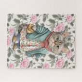 Cute Grandma Cat Pink Floral Schort Sweater Legpuzzel (Horizontaal)