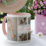 Cute Grandma Photo Collage Mok<br><div class="desc">Moderne mok voor oma-koffie met een sjabloon voor 6 fotocollage,  het woord "je beste oma" in een schattig roze gradiëntlettertype,  en de kleinkinderen namen een naam.</div>