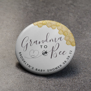 Cute Grandma to Bee Baby shower Ronde Button 5,7 Cm
