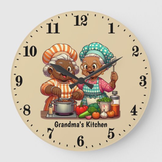 Cute Grandma's kitchen customizable Grote Klok (Voorkant)