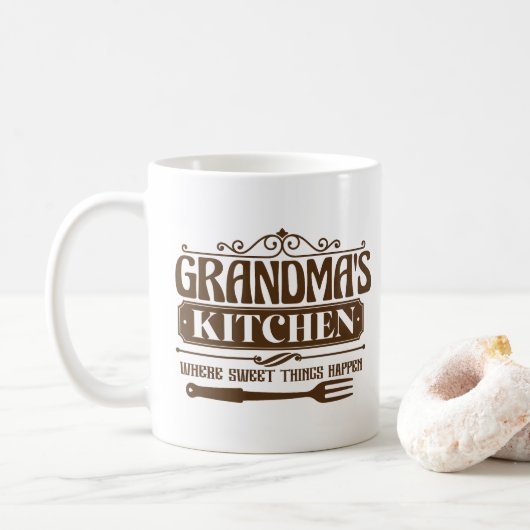 Cute Grandma's kitchen word art Koffiemok (Met donut)