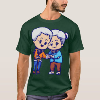 Cute Grandouders Couple Love Cartoon T-shirt