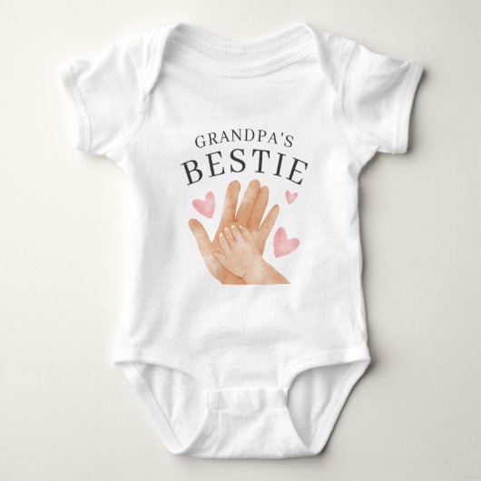 Cute Grandpa's Bestie Heart and Hands Romper (Voorkant)