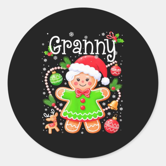 Cute Granny Gingerbread Family Matching Christmas  Ronde Sticker (Voorkant)
