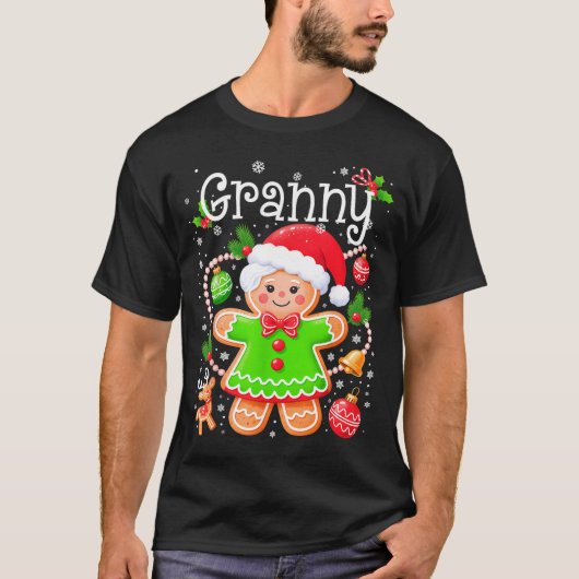 Cute Granny Gingerbread Family Matching Christmas  T-shirt (Voorkant)