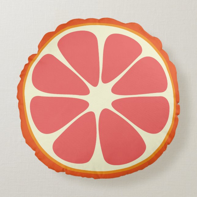 Cute Grapefruit Funny Foodie Citrus Fruit Slice Rond Kussen (Voorkant)