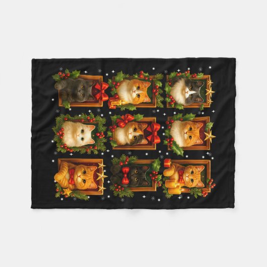 Cute Graphic Cat Crew Christmas Xmas Women Girl Ki Fleece Deken (Voorkant (Horizontaal))