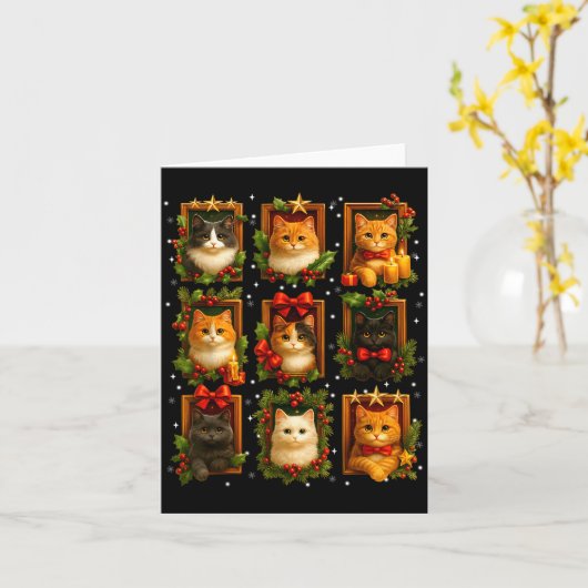 Cute Graphic Cat Crew Christmas Xmas Women Girl Ki Kaart (Gele Bloem)