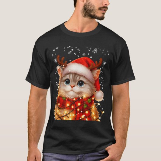 Cute Graphic Cat Pajamas Pjs Christmas Xmas Women  T-shirt (Voorkant)