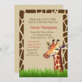 Cute Graphic Giraffe Birthday Party Invitation Kaart (Voorkant / Achterkant)