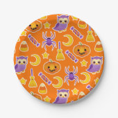 Cute Graphic Halloween Patroon Papieren Bordje (Voorkant)