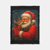 Cute Graphic Santa Hug Cat Christmas Xmas Women Me Fleece Deken (Voorkant)