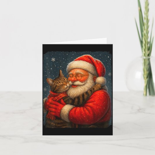Cute Graphic Santa Hug Cat Christmas Xmas Women Me Kaart (Voorkant)