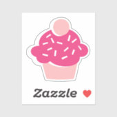 Cute Graphic Style Roze Cupcake Scrapbook Sticker (Vel)