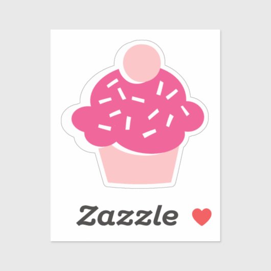 Cute Graphic Style Roze Cupcake Scrapbook Sticker (Vel)