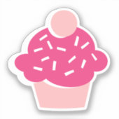 Cute Graphic Style Roze Cupcake Scrapbook Sticker (Voorkant)